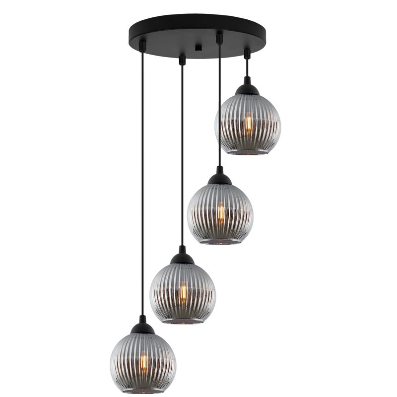 Lampa sufitowa wisząca okrągła Riffle loft 4xE27 klosz kula grafit Light Home LH