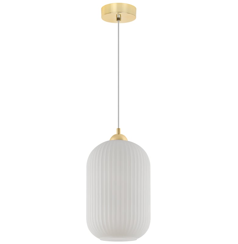 Lampa sufitowa wisząca Riffle loft 1xE27 klosz duży walec biały/złoty Light Home LH