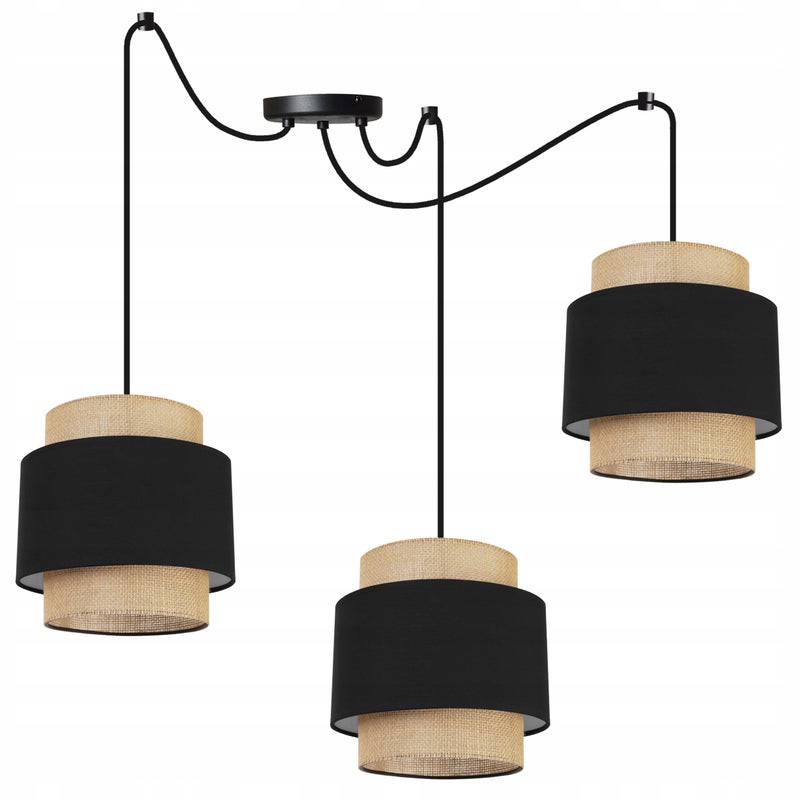 Lampa sufitowa wisząca Boho Pająk loft 4xE27 abażur juta czarny Light Home LH