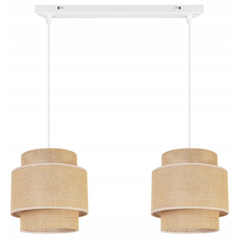 Lampa sufitowa wisząca Boho loft 2xE27 abażur juta biały/beżowy Light Home LH