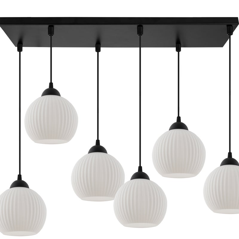 Lampa sufitowa wisząca Riffle loft 6xE27 klosz kula czarna/biała Light Home LH