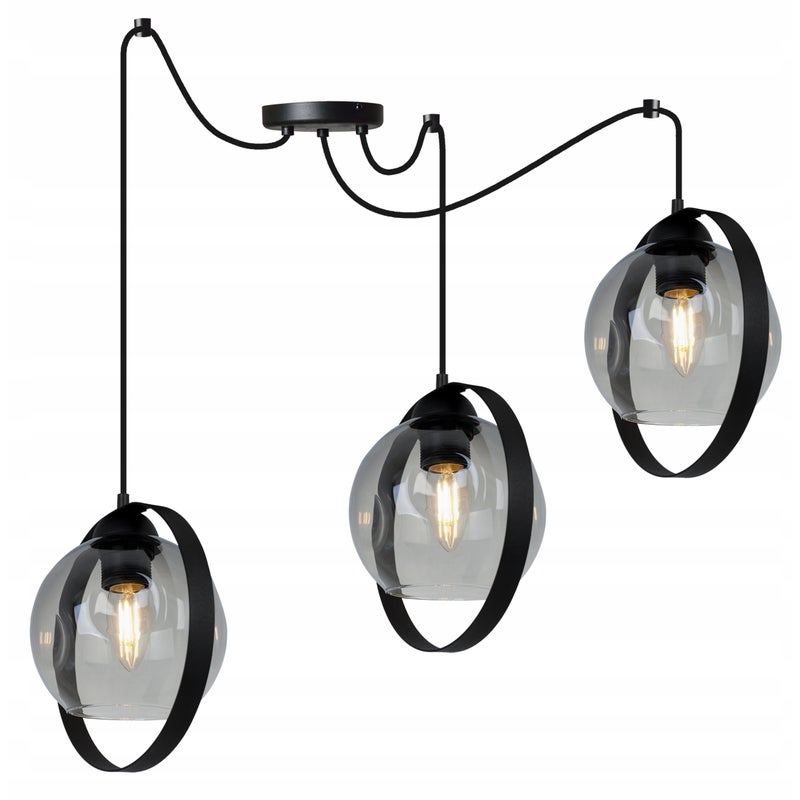 Lampa sufitowa wisząca Spider Ring Rio modern 3xE27 abażur pierścień grafitowy Light Home LH