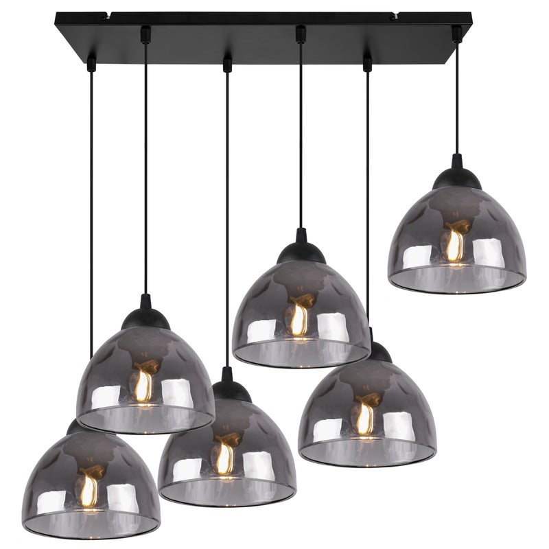 Lampa sufitowa wisząca Venice modern 6xE27 klosz półkulisty czarny/grafitowy Light Home LH