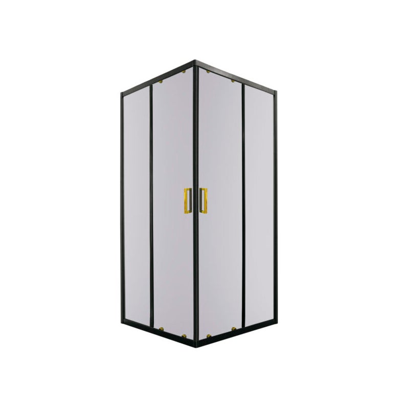 Kabina prysznicowa Tiara 90 SQ GOLD grafotowe szkło czarne profile złote dodatki KERRA