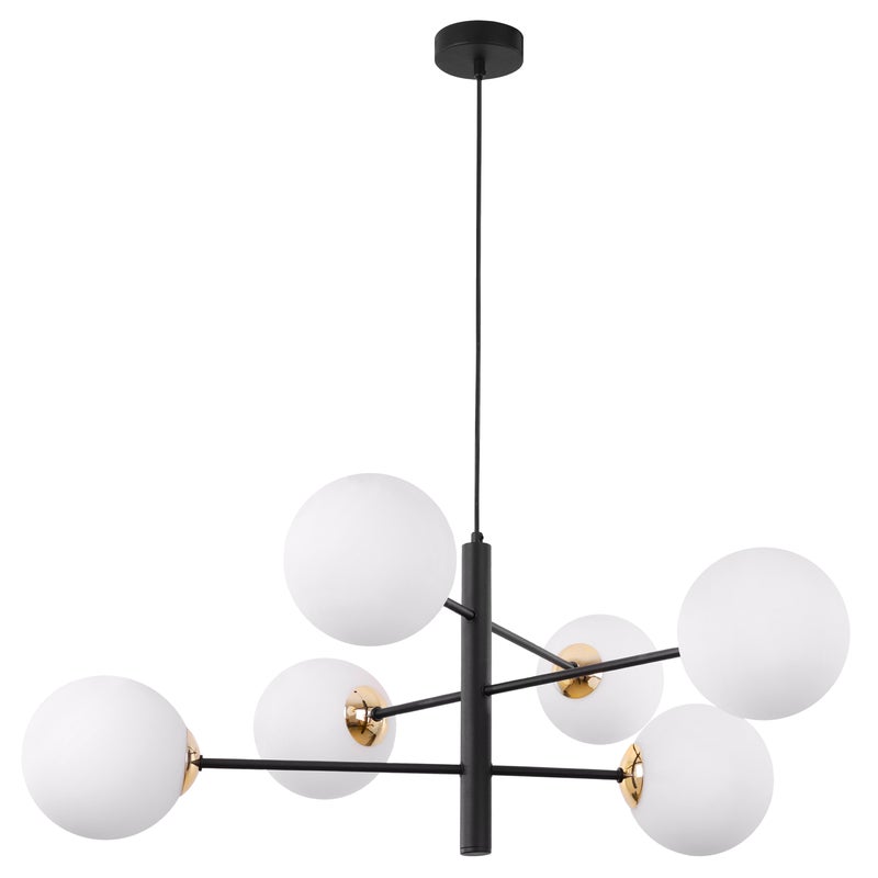Lampa sufitowa wisząca Vicenza classic 6xE14 klosz złoty/biały Light Home LH