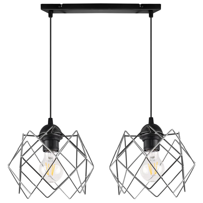 Lampa sufitowa wisząca Stella czarna modern 2xE27 klosz metalowy srebrny Light Home LH