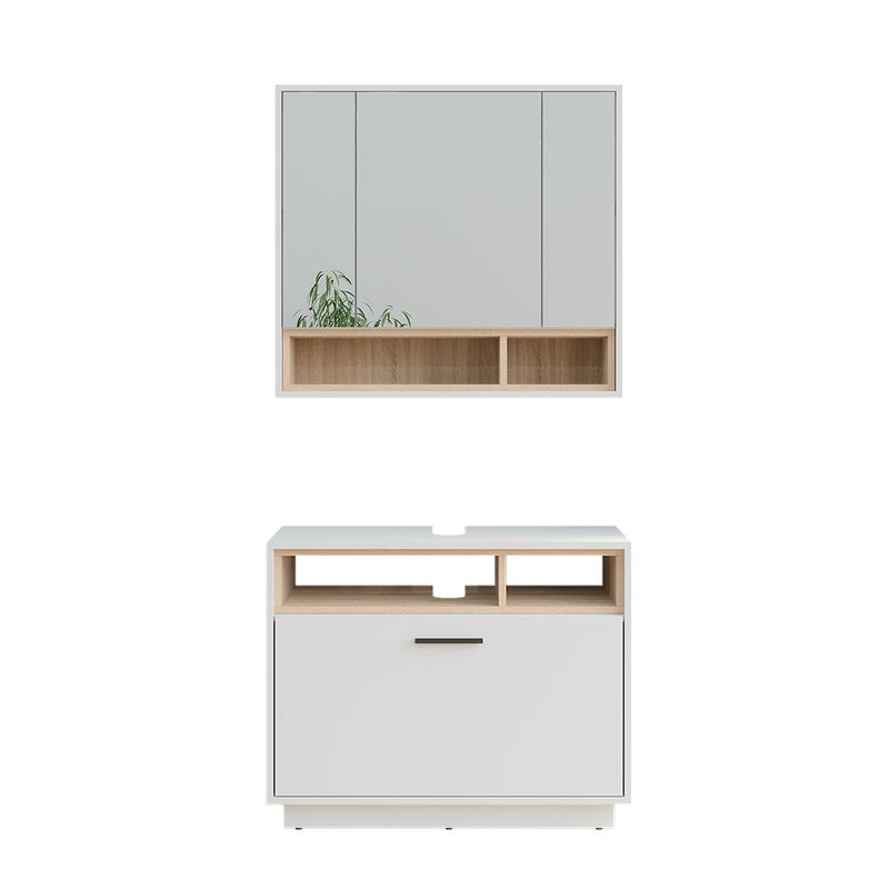 Vicco Zestaw mebli łazienkowych Beatrice, Biały/Sonoma, 2 części