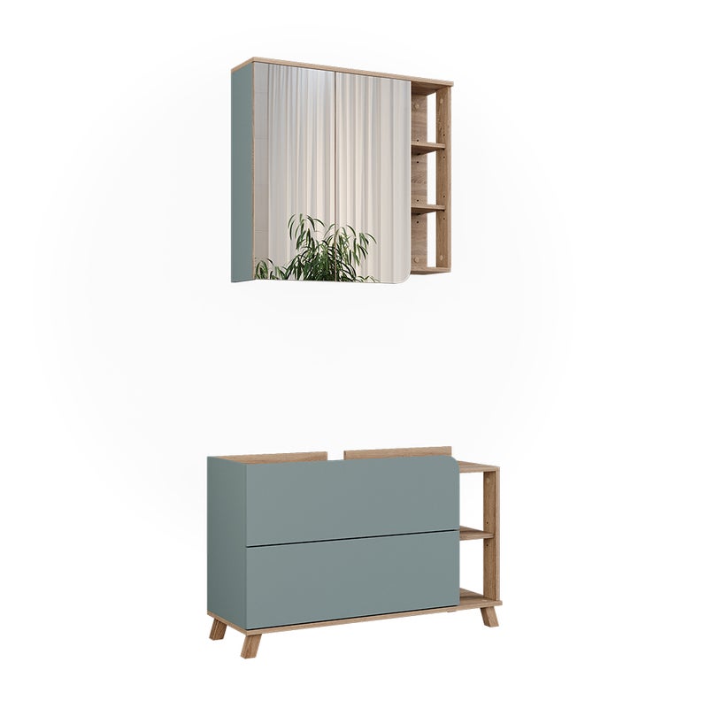 Vicco Zestaw mebli łazienkowych Karen, Sonoma/niebieski, 2 części