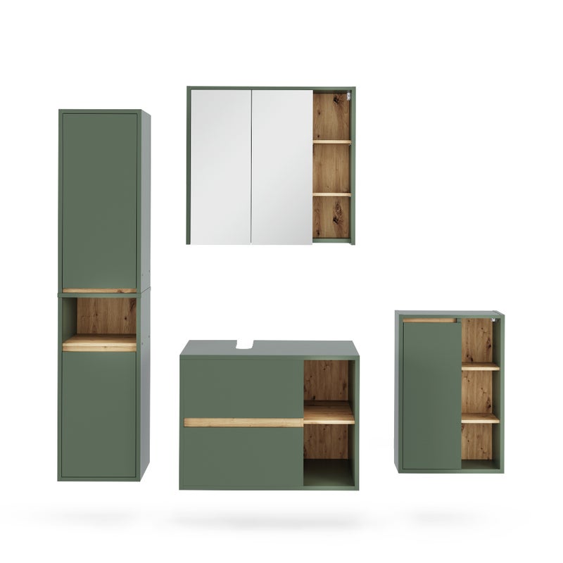 Vicco Zestaw mebli łazienkowych Viola, Zielony/rzemieślniczy, 4 części