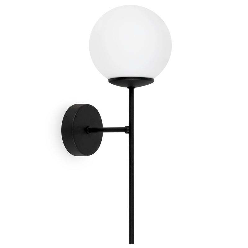 Lampa kinkiet ścienny czarny Siena loft 1xE14 klosz kula szklana biała Light Home LH