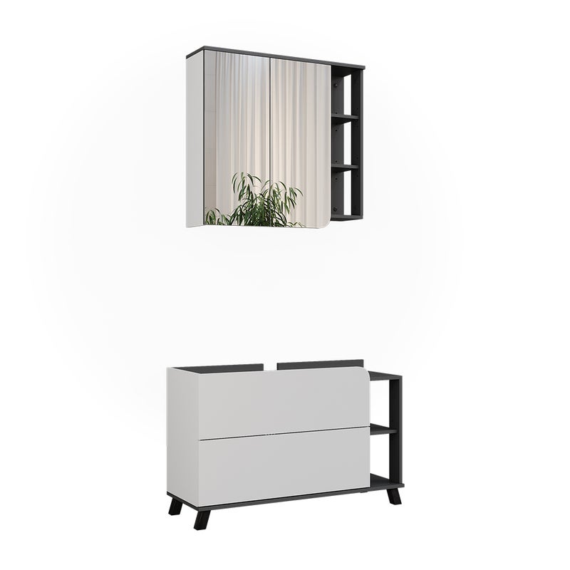 Vicco Zestaw mebli łazienkowych Karen, Antracyt/biały, 2 części