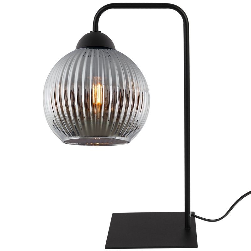 Lampa nocna stołowa Riffle 1xE27 klosz kula szklana grafitowa Light Home LH