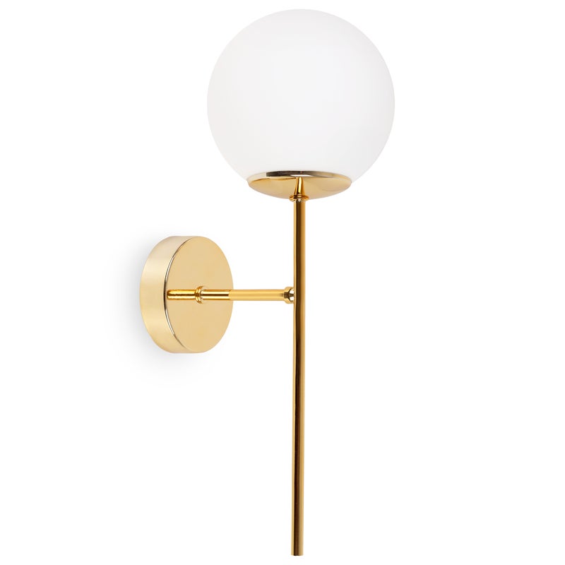 Lampa kinkiet ścienny złoty Siena loft 1xE14 klosz kula szklana biała Light Home LH