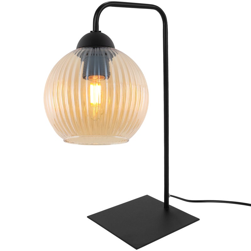 Lampa nocna stołowa Riffle 1xE27 klosz kula szklana miodowa Light Home LH