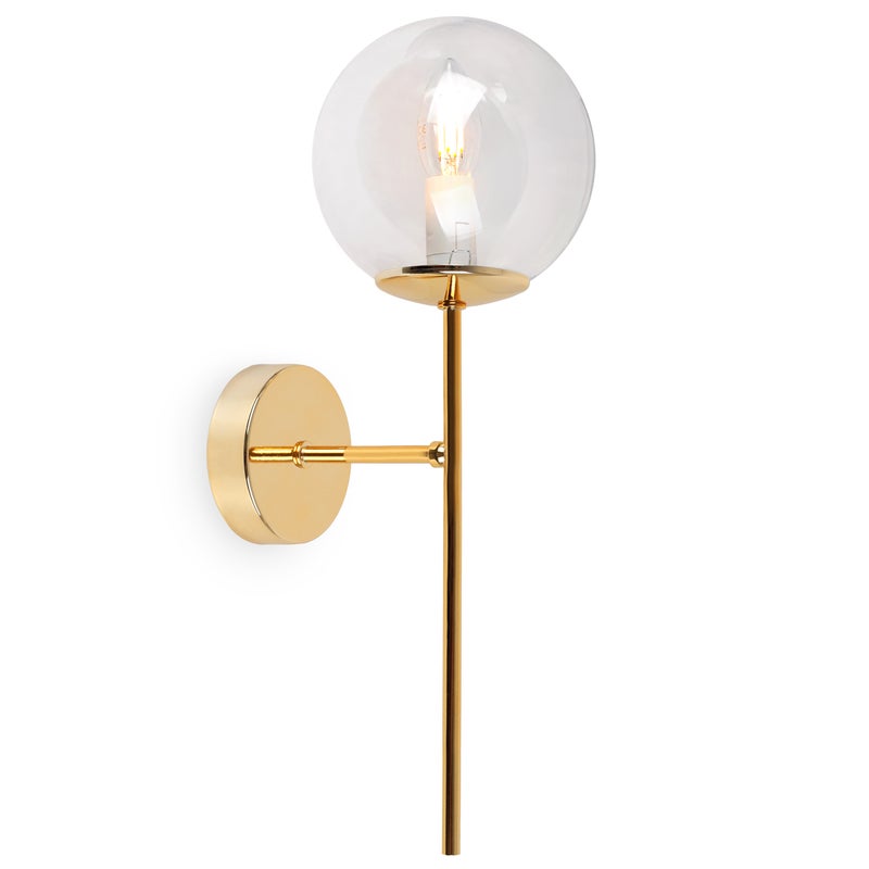 Lampa kinkiet ścienny złota Siena loft 1xE14 klosz kula szklana bezbarwna Light Home LH