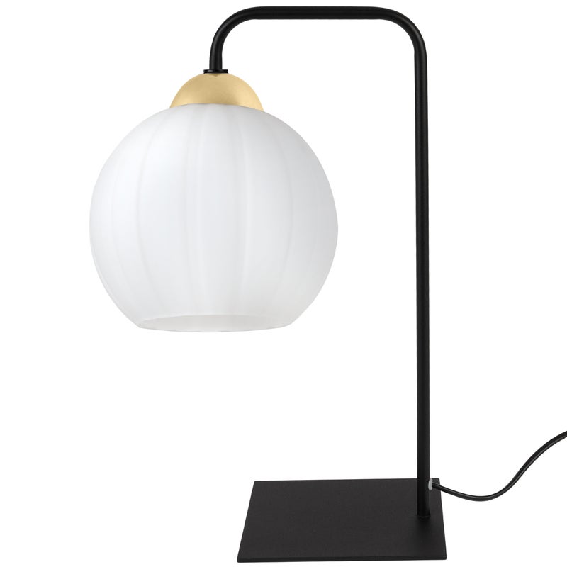 Lampa nocna stołowa Costa 1xE27 klosz kula szklana biały/miodowy Light Home LH