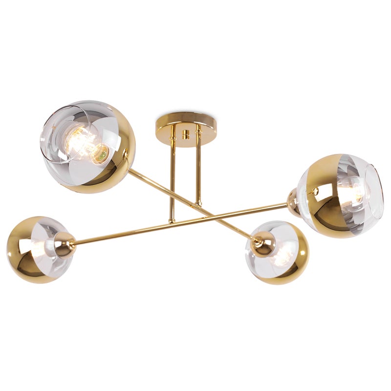 Lampa sufitowa wisząca Austria złota glamour 4xE27 klosz kula złota/bezbarwna Light Home LH