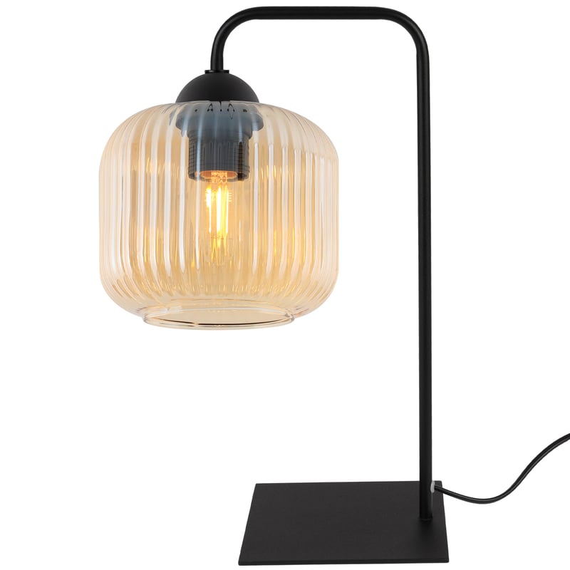 Lampa nocna stołowa Riffle 1xE27 klosz walec szklany miodowy Light Home LH