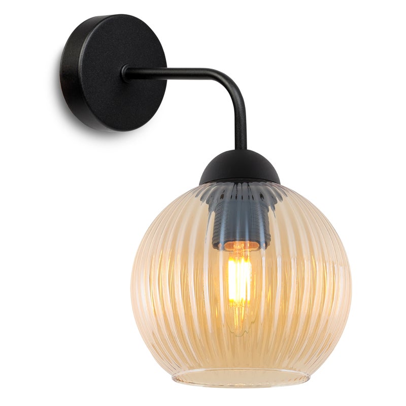 Lampa kinkiet ścienny Riffle loft 1xE27 klosz kula szklana miodowa Light Home LH