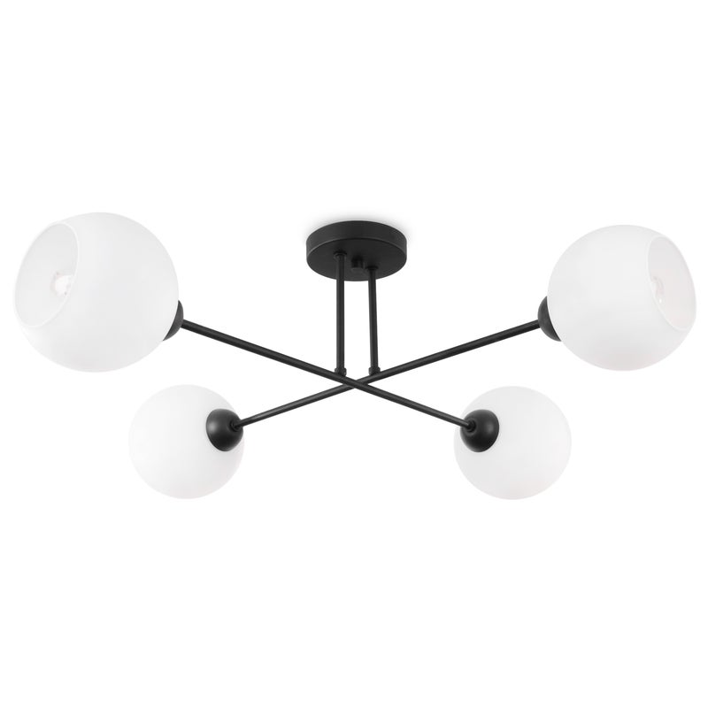 Lampa sufitowa wisząca Austria czarna glamour 4xE27 klosz kula biała/złota Light Home LH