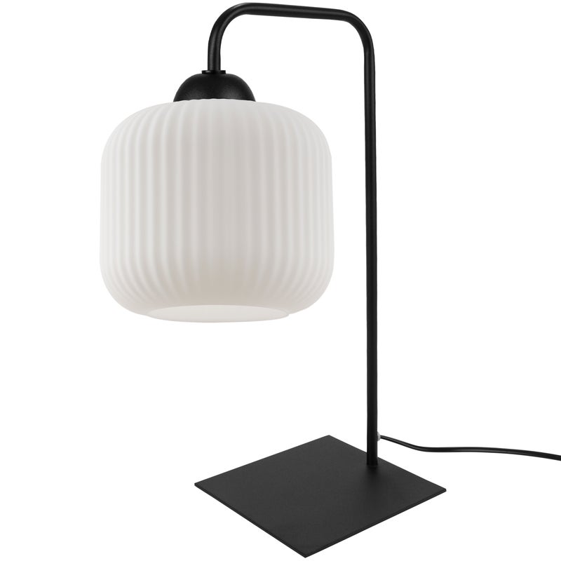 Lampa nocna stołowa Riffle 1xE27 klosz walec szklany biały Light Home LH