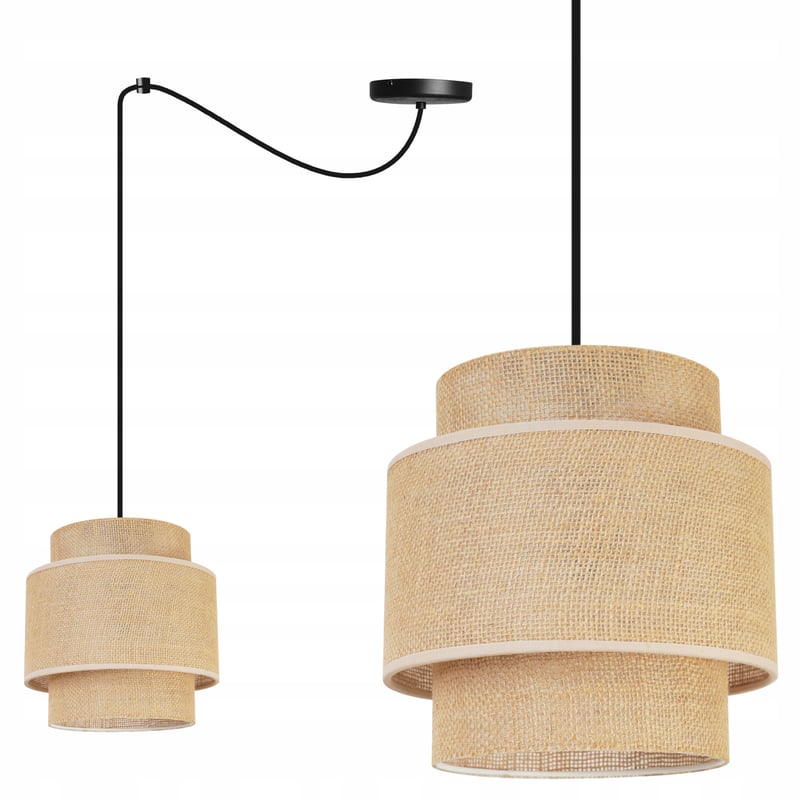 Lampa sufitowa wisząca Boho Pająk loft 1xE27 abażur juta czarny/beżowy Light Home LH