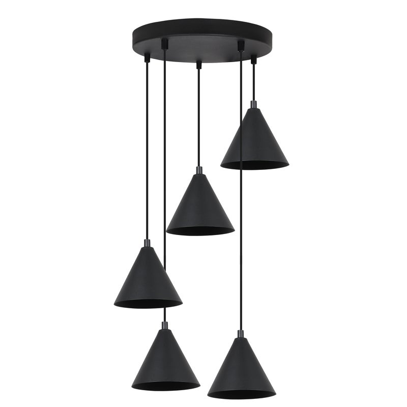 Lampa sufitowa wisząca Soho modern 5xE14 klosz stożek 14cm czarna Light Home LH
