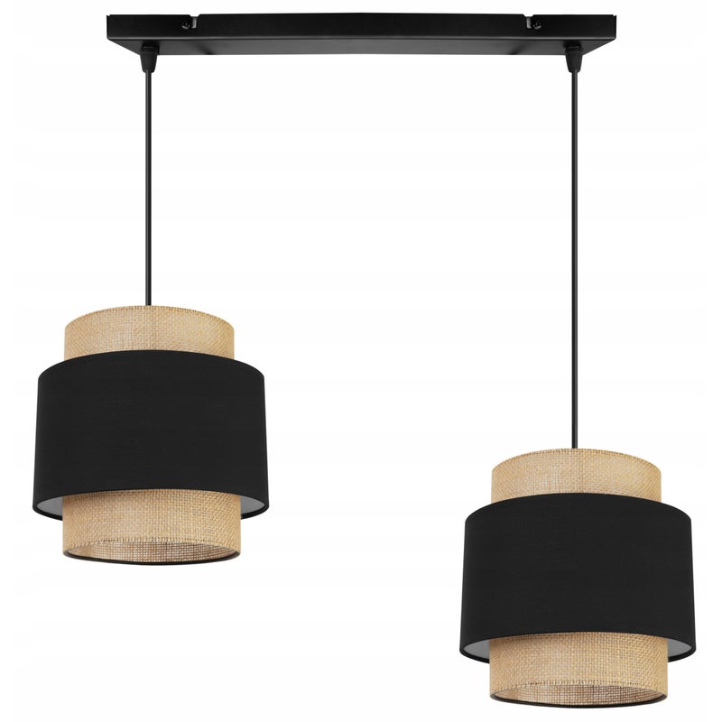 Lampa sufitowa wisząca Boho loft 2xE27 abażur juta czarny Light Home LH