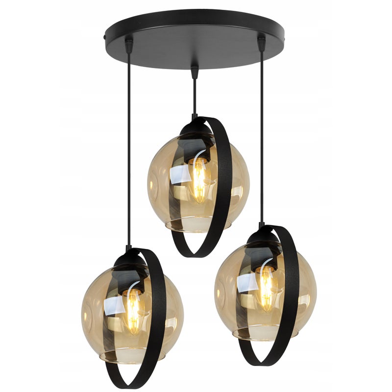 Lampa sufitowa wisząca modern 3xE27 klosz pierścienie czarny/złoty Light Home LH