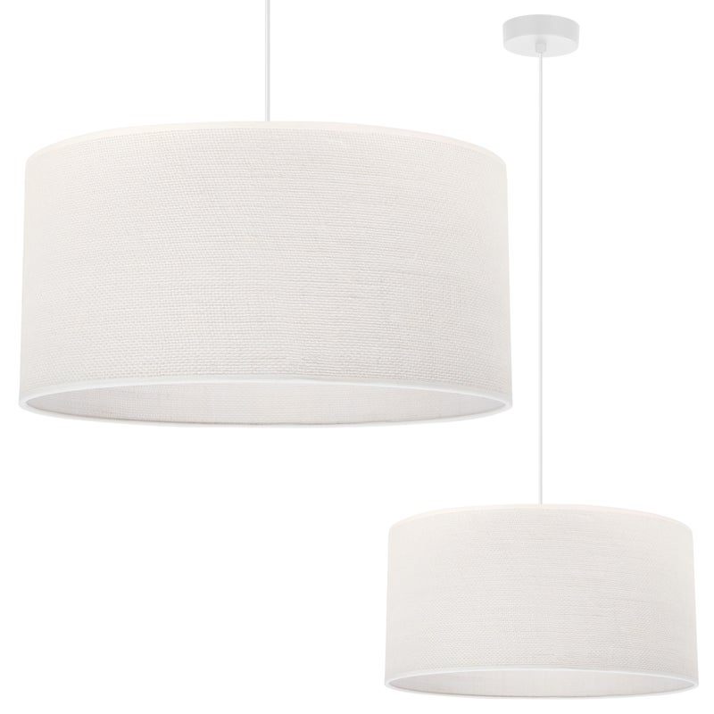 Lampa sufitowa wisząca Juta biała boho 1xE27 abażur okrągły 35cm biały Light Home LH