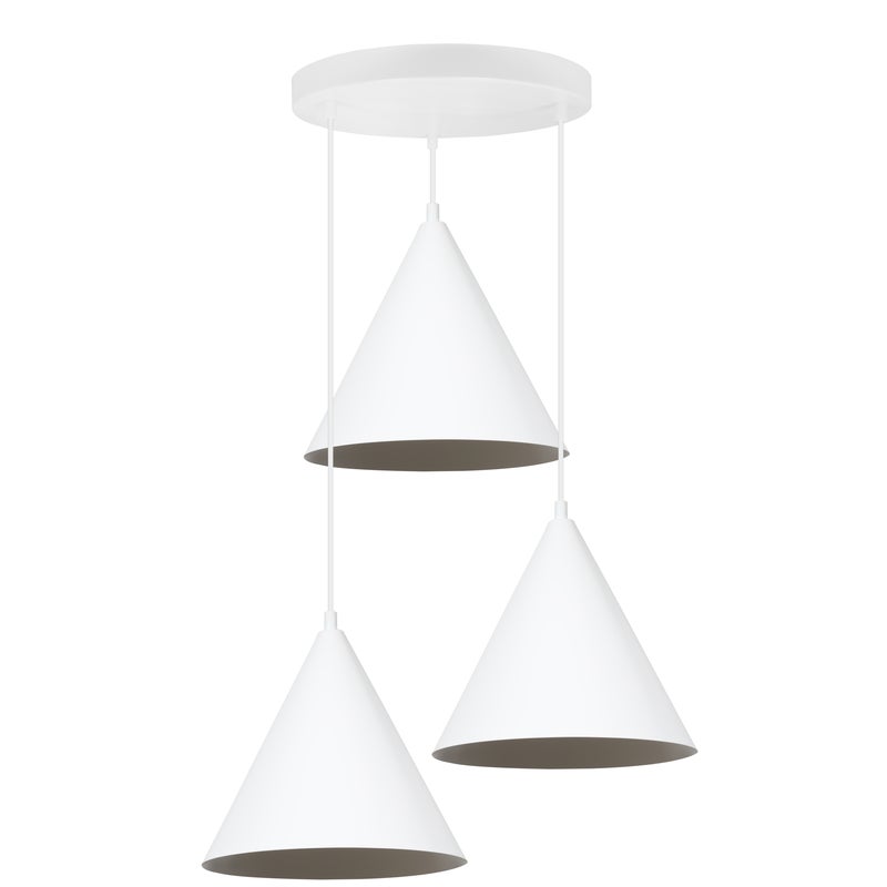 Lampa sufitowa wisząca Soho modern 3xE27 klosz stożek 25cm biała Light Home LH
