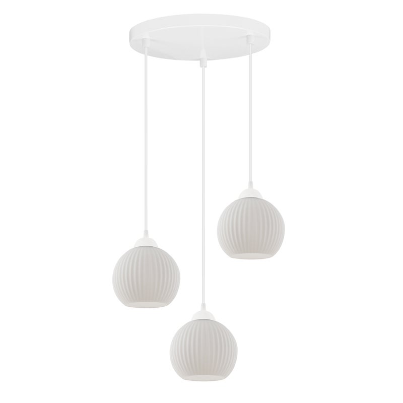 Lampa sufitowa wisząca Riffle loft 3xE27 klosz kula biała Light Home LH