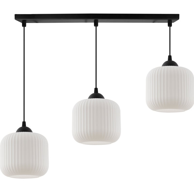 Lampa sufitowa wisząca Riffle loft 3xE27 klosz walec czarny/biały Light Home LH