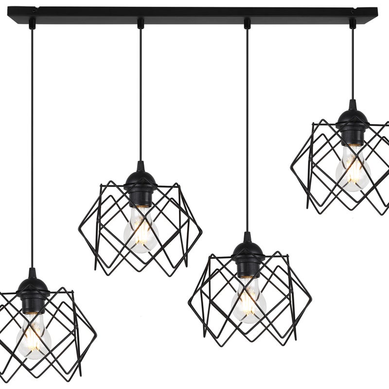 Lampa sufitowa wisząca Stella czarna modern 4xE27 klosz metalowy czarny Light Home LH