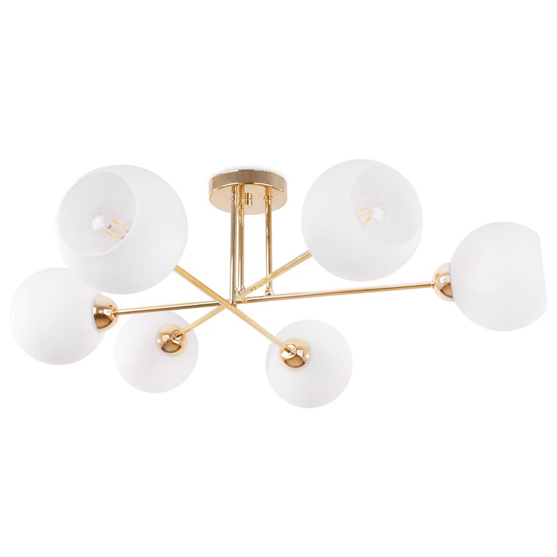 Lampa sufitowa wisząca ASTURIA modern 6xE27 klosz okrągły złoty/biały Light Home LH