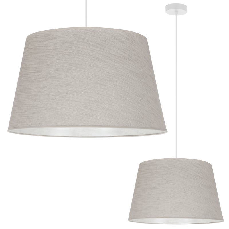 Lampa sufitowa wisząca Len L02 biała boho 1xE27 abażur stożek 44cm jasny beż Light Home LH
