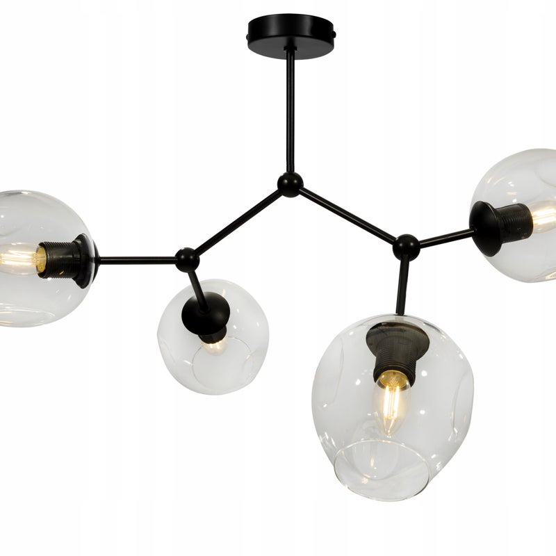 Lampa sufitowa wisząca modern 4xE27 klosz okrągły czarny/transparentny Light Home LH