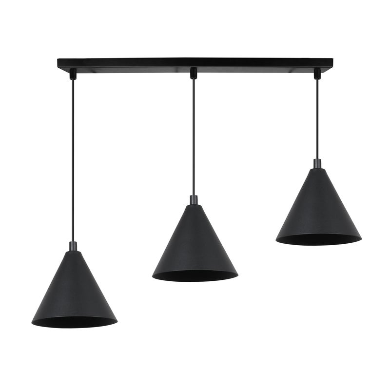 Lampa sufitowa wisząca Soho modern 3xE14 klosz stożek 14cm czarna Light Home LH