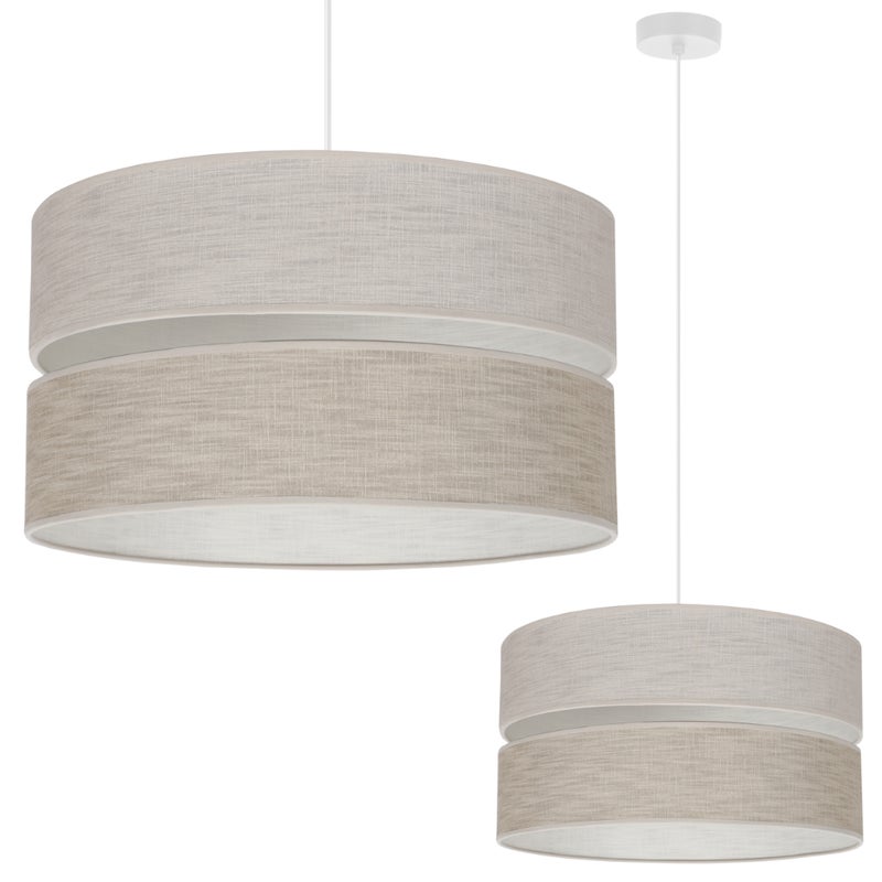 Lampa sufitowa wisząca Len Duo L06 biała glamour 1xE27 abażur okrągły tuba 40cm jasny beż Light Home LH