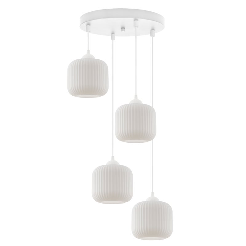Lampa sufitowa wisząca Riffle loft 4xE27 klosz walec biały Light Home LH