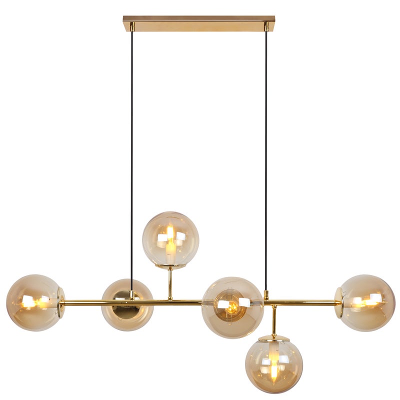 Lampa sufitowa wisząca Siena złota glamour 6xE14 klosz kula miodowa Light Home LH