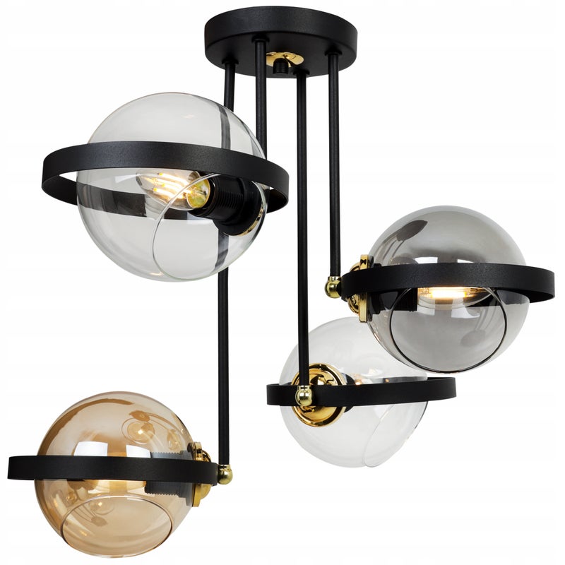 Lampa sufitowa wisząca modern 4xE27 klosz okrągły czarny/wielokolorowy Light Home LH
