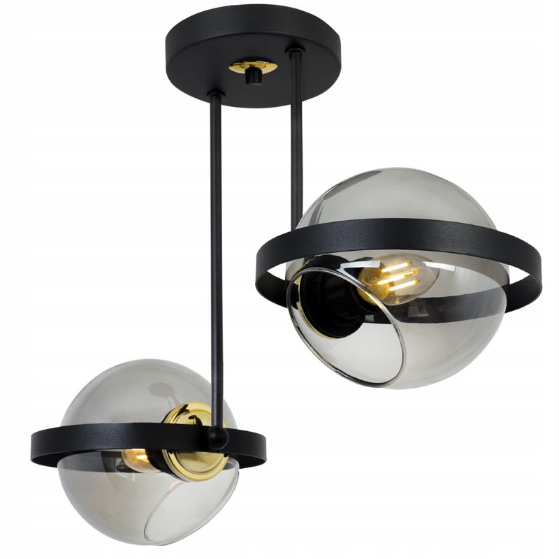 Lampa sufitowa wisząca LED modern 2xE27 klosz okrągły czarny/grafitowy Light Home LH