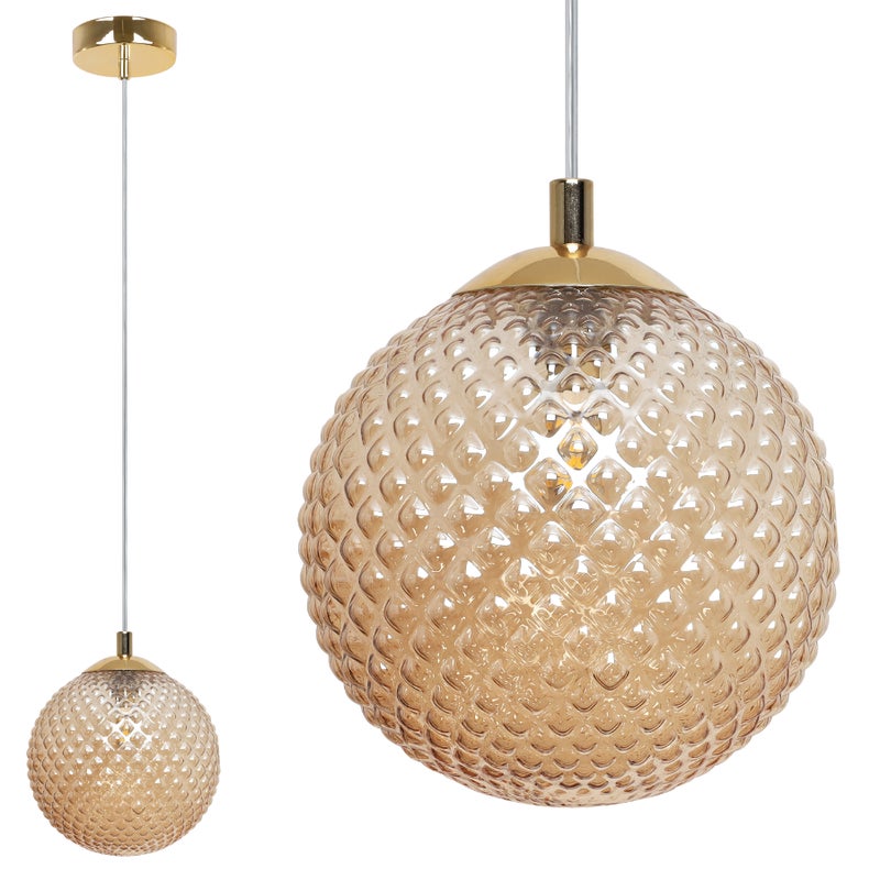 Lampa sufitowa wisząca Cannes złota modern 1xG9 klosz szklany 15cm miodowy Light Home LH