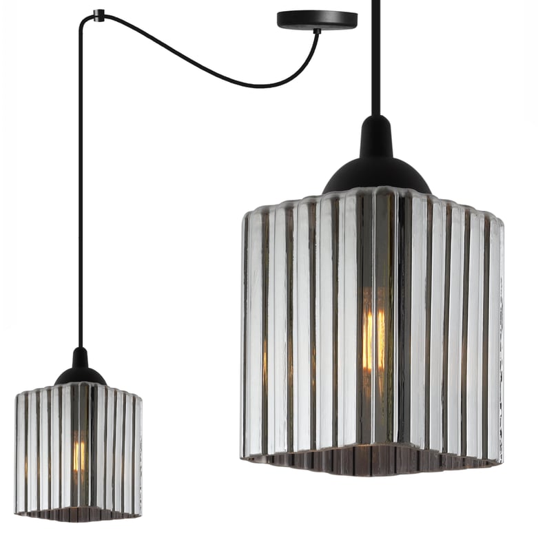 Lampa sufitowa wisząca Riffle Pająk loft 1xE27 klosz sześcian grafit Light Home LH