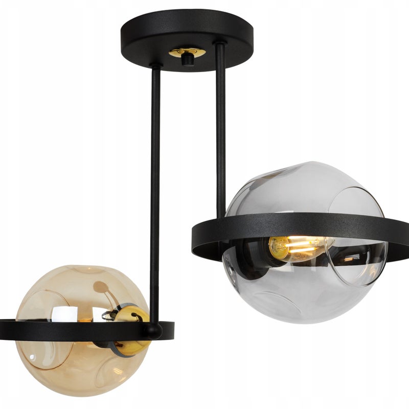 Lampa sufitowa wisząca modern 2xE27 klosz okrągły czarny/wielokolorowy Light Home LH