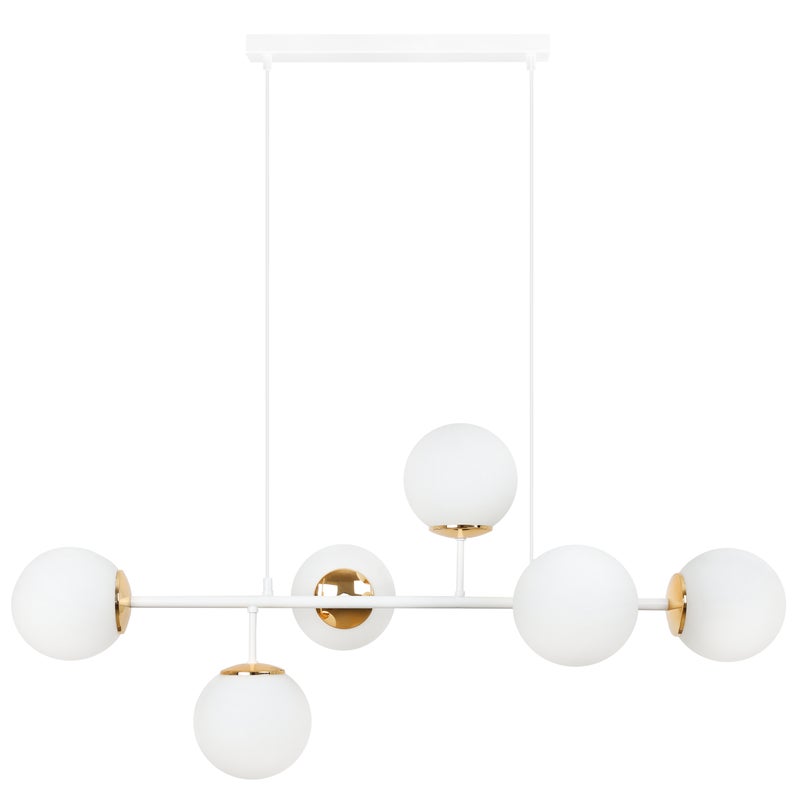 Lampa sufitowa wisząca Siena biała glamour 6xE14 klosz kula biała/złota Light Home LH