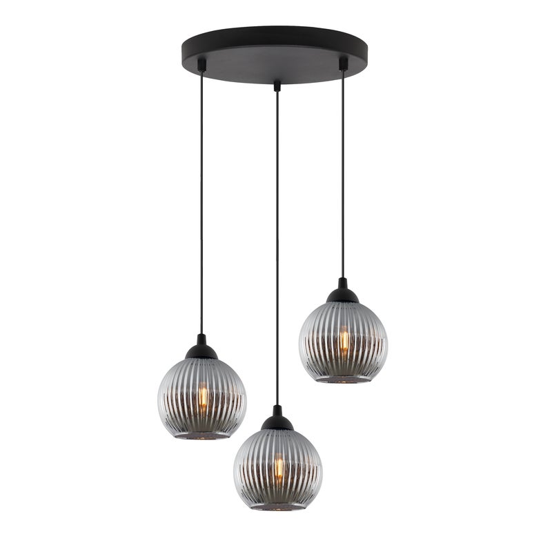 Lampa sufitowa wisząca okrągła Riffle loft 3xE27 klosz kula grafit Light Home LH