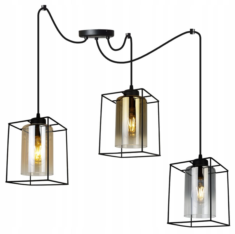 Lampa sufitowa wisząca modern Spider Hella Cage 3xE27 klosz kwadratowy wielokolorowy Light Home LH