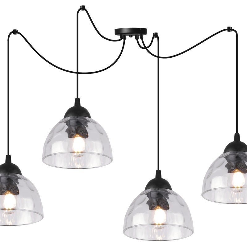 Lampa sufitowa wisząca Venice pająk classic 4xE27 klosz półokrągły transparentny Light Home LH